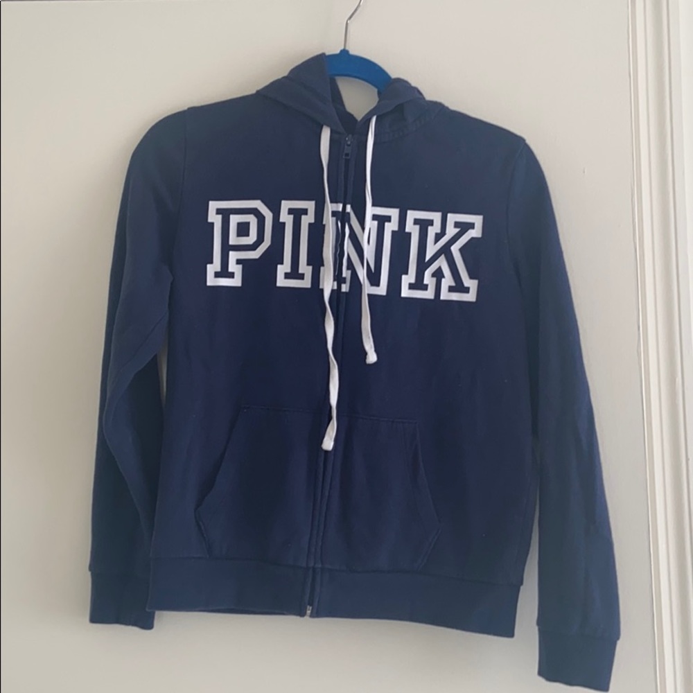 PINK navy full zip hoodie